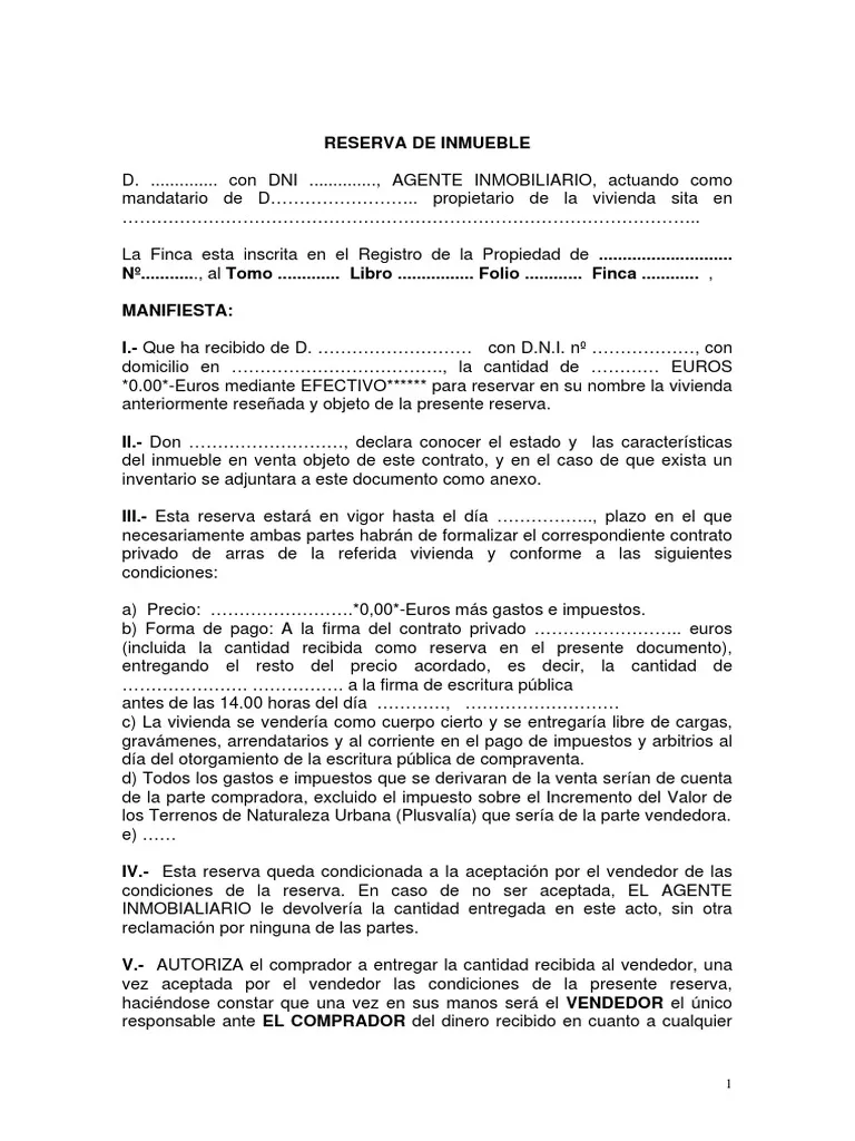 reserva de inmueble