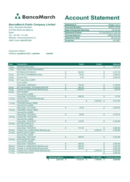 Bank Statement