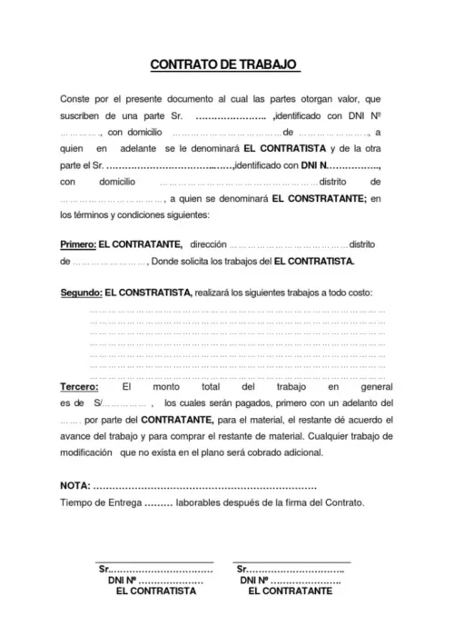 contracto de trabajo