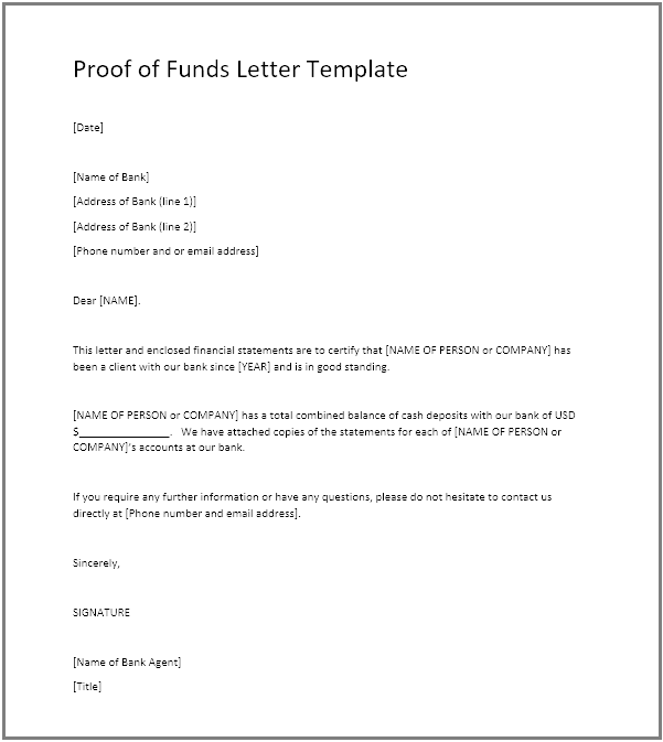 proof of funds template